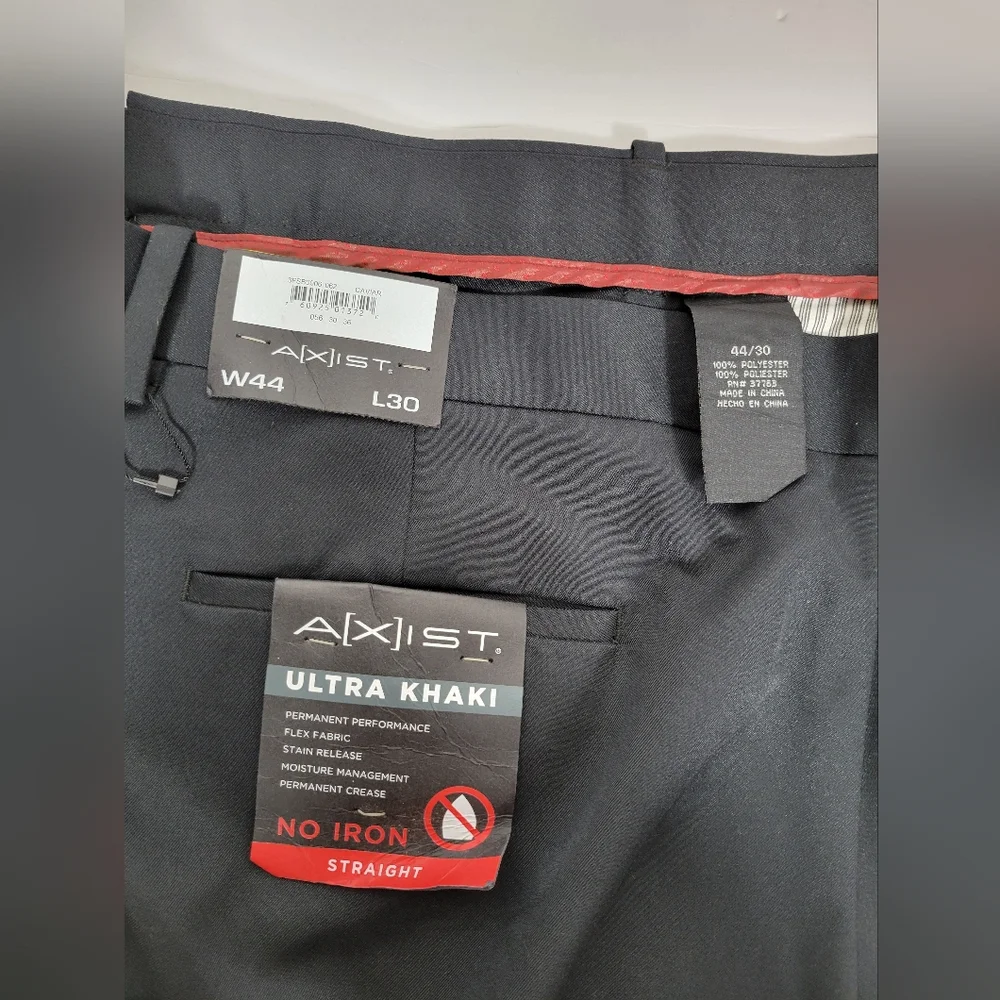 Axist Mens No Iron Dress Pants Size 44W 30L New With Tags Straight Gray Business